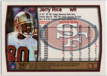 1999 Topps Season Opener #1 Jerry Rice Back