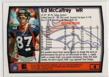 1999 Topps Season Opener #4 Ed McCaffrey Back