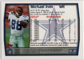 1999 Topps Season Opener #7 Michael Irvin Back