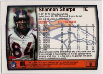 1999 Topps Season Opener #8 Shannon Sharpe Back
