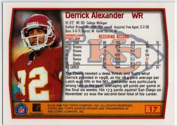 1999 Topps Season Opener #17 Derrick Alexander Back