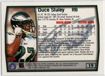 1999 Topps Season Opener #19 Duce Staley Back