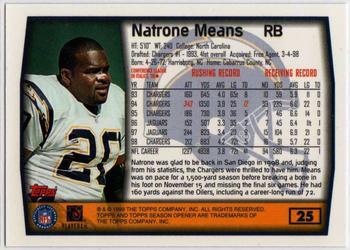 1999 Topps Season Opener #25 Natrone Means Back