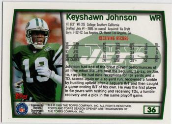 1999 Topps Season Opener #36 Keyshawn Johnson Back