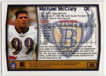 1999 Topps Season Opener #45 Michael McCrary Back