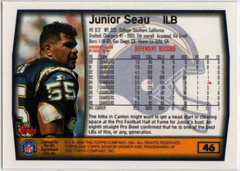 1999 Topps Season Opener #46 Junior Seau Back