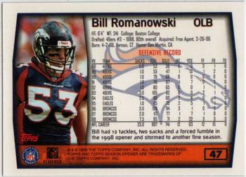 1999 Topps Season Opener #47 Bill Romanowski Back