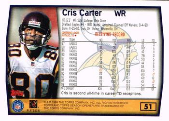 1999 Topps Season Opener #51 Cris Carter Back