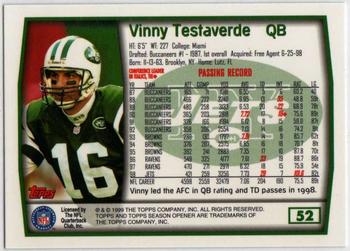 1999 Topps Season Opener #52 Vinny Testaverde Back