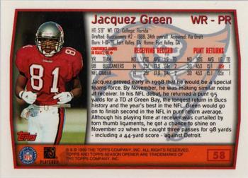 1999 Topps Season Opener #58 Jacquez Green Back