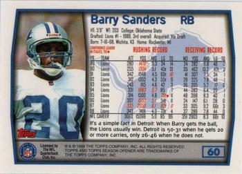 1999 Topps Season Opener #60 Barry Sanders Back