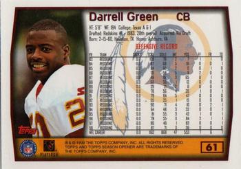 1999 Topps Season Opener #61 Darrell Green Back