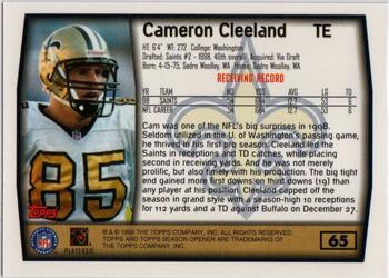 1999 Topps Season Opener #65 Cameron Cleeland Back