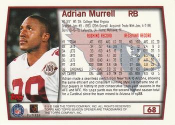 1999 Topps Season Opener #68 Adrian Murrell Back