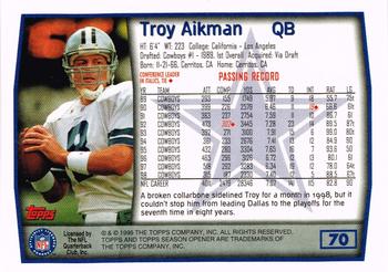 1999 Topps Season Opener #70 Troy Aikman Back