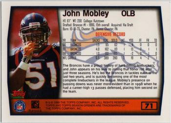 1999 Topps Season Opener #71 John Mobley Back