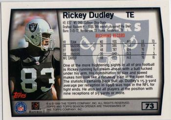 1999 Topps Season Opener #73 Rickey Dudley Back
