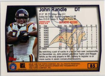 1999 Topps Season Opener #85 John Randle Back