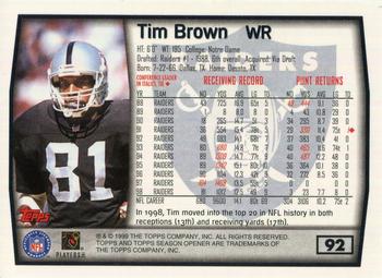 1999 Topps Season Opener #92 Tim Brown Back