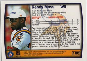 1999 Topps Season Opener #100 Randy Moss Back
