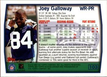 1999 Topps Season Opener #103 Joey Galloway Back