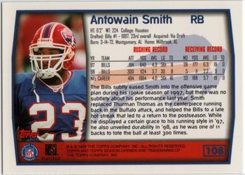 1999 Topps Season Opener #108 Antowain Smith Back