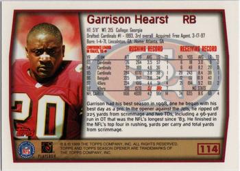 1999 Topps Season Opener #114 Garrison Hearst Back