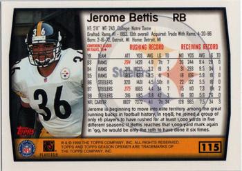1999 Topps Season Opener #115 Jerome Bettis Back
