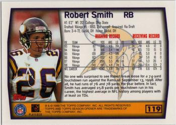 1999 Topps Season Opener #119 Robert Smith Back