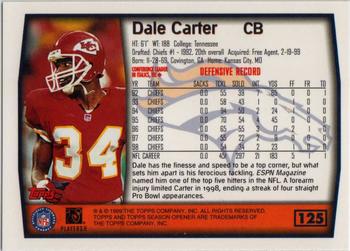1999 Topps Season Opener #125 Dale Carter Back