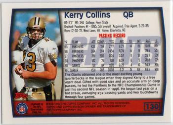 1999 Topps Season Opener #130 Kerry Collins Back