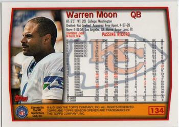 1999 Topps Season Opener #134 Warren Moon Back