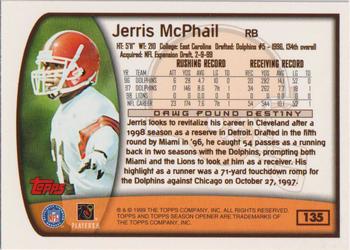 1999 Topps Season Opener #135 Jerris McPhail Back