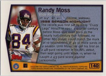 1999 Topps Season Opener #140 Randy Moss Back