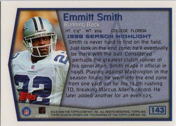 1999 Topps Season Opener #143 Emmitt Smith Back