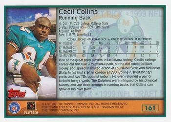 1999 Topps Season Opener #161 Cecil Collins Back