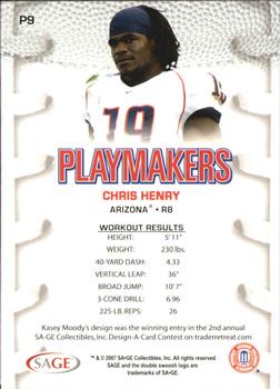 2007 SAGE HIT - Playmakers Silver #P9 Chris Henry Back