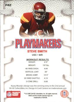 2007 SAGE HIT - Playmakers Silver #P42 Steve Smith Back