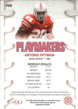 2007 SAGE HIT - Playmakers Silver #P59 Antonio Pittman Back