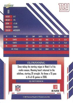 2007 Score - Atomic #11 Eli Manning Back