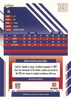 2007 Score - Atomic #14 Brandon Jacobs Back