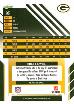 2007 Score - Atomic #53 Brett Favre Back