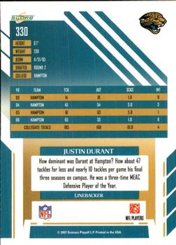 2007 Score - Updates #330 Justin Durant Back