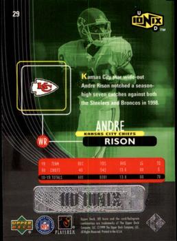 1999 UD Ionix #29 Andre Rison Back