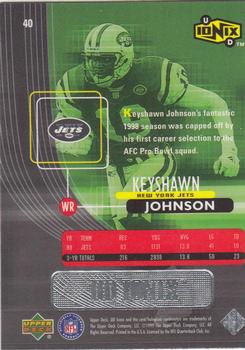 1999 UD Ionix #40 Keyshawn Johnson Back