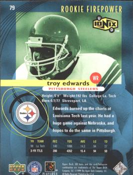 1999 UD Ionix #79 Troy Edwards Back