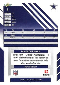 2007 Score - Glossy #9 DeMarcus Ware Back
