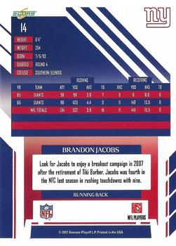 2007 Score - Glossy #14 Brandon Jacobs Back