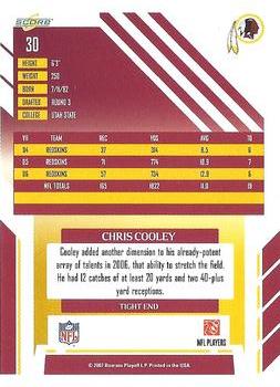 2007 Score - Glossy #30 Chris Cooley Back