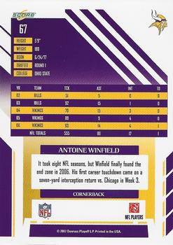 2007 Score - Glossy #67 Antoine Winfield Back